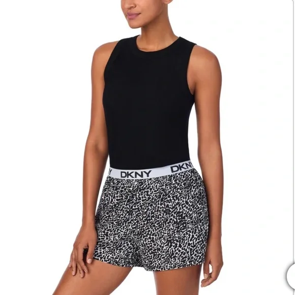 DKNY Women's Black and White Athletic Shorts - Picture 2 of 4